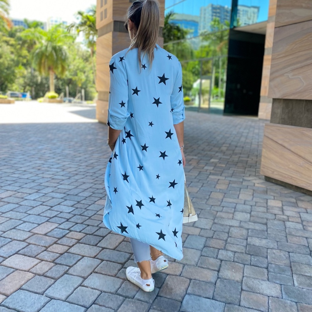 ⭐ Star Print Long Shirt / Lightweight Duster – Sizes S & L - Picture 7 of 10